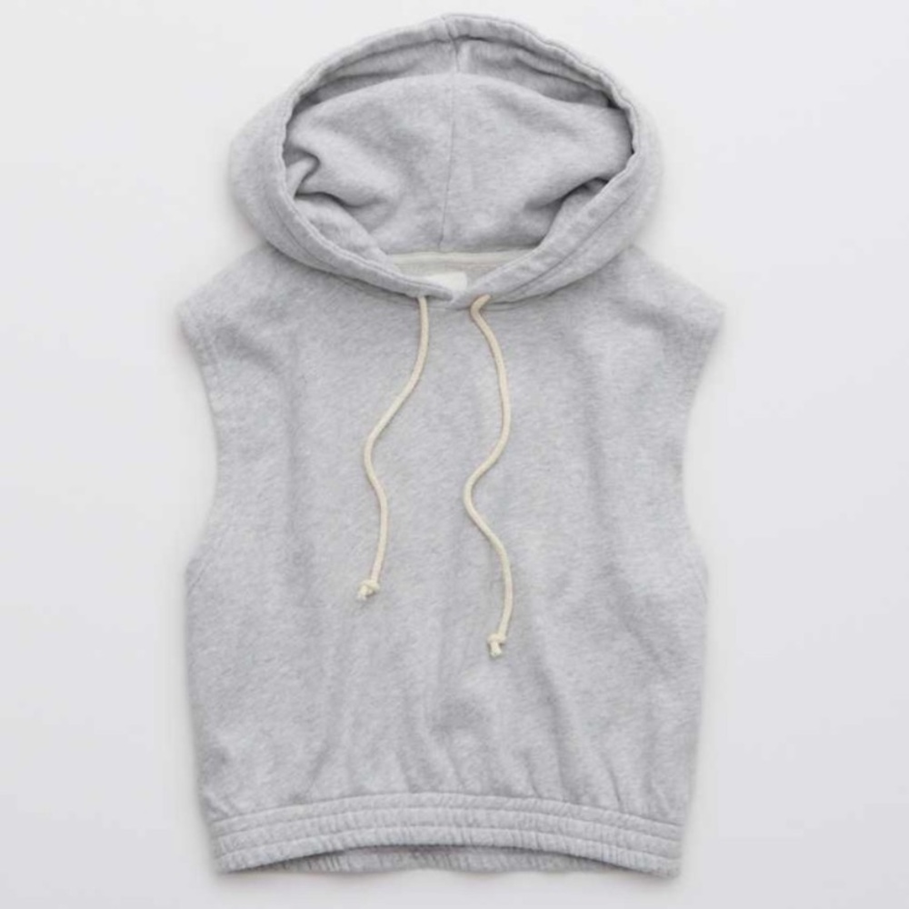 EUC Aerie Sleeveless Cropped Hoodie size large